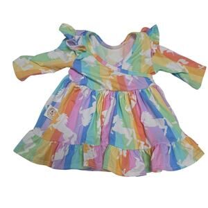 Hippie Skippie Unicorn Rainbow Dress Baby Girl 6M Boutique Pride Month Twirl